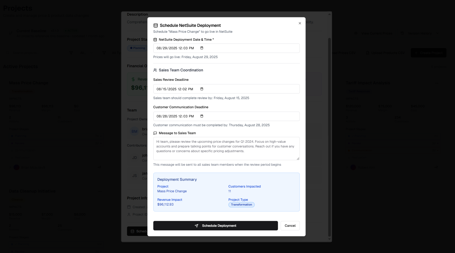 Price realization and performance tracking